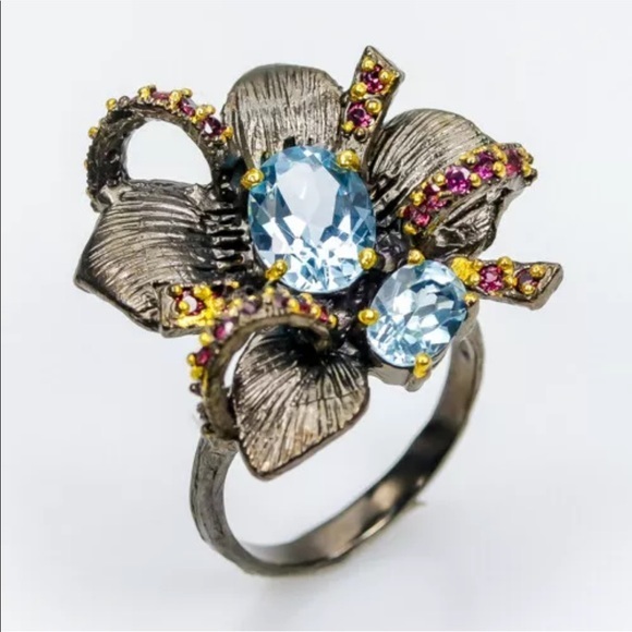 Nature Inspired Artisan 925 Silver Ring Size 7.25